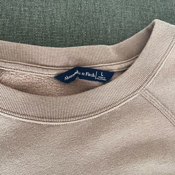 Abercrombie Puff Sleeve Sweatshirt Crewneck Large Camel Brown - Picture 3 of 4